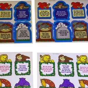 Vintage CTP Halloween Witch Ghost Stickers Jungle Animal Lion Monkey 1987 Lot of